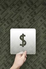 Dollar symbol message box with dollar background