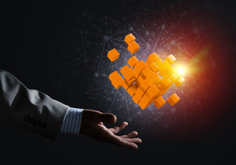 Idea of new technologies and integration presented by cube figure