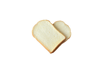 Slice of toast bread (heart shape) Isolated on white background