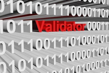 validator in the form of binary code, 3D illustration