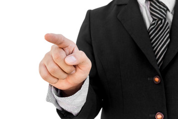 Businessman hand touching on empty virtual screen