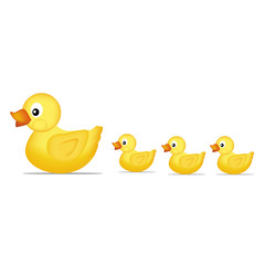 Yellow duck family Vector