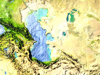 Central Asia on Earth - visible ocean floor