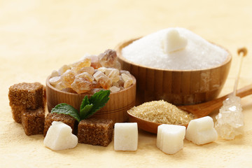 Different kinds of sugar on the table