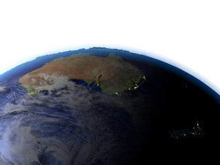 Australia and New Zealand on realistic model of Earth