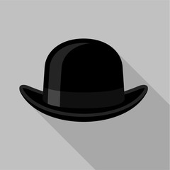 Bowler hat icon, flat style