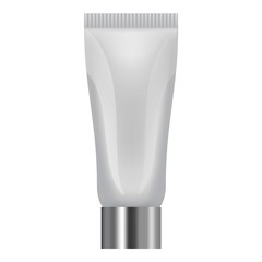 Sun creme tube icon, realistic style