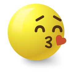 Kissing smiley icon, cartoon style