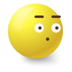 Surprised smiley icon, cartoon style