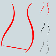 A female figure or dress red and other color.