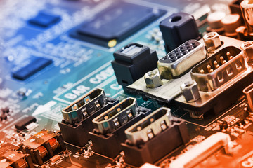 Fototapeta na wymiar Electronic circuit board close up. 