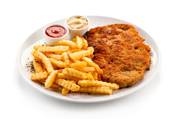 Fried pork chop with french fries