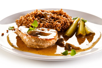 Roast steak with buckwheat