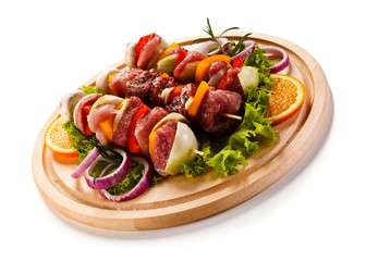 Raw shish kebab