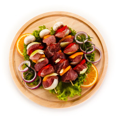 Raw shish kebab