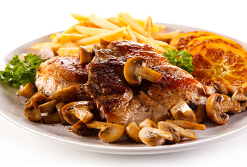 Roast steak with french fries