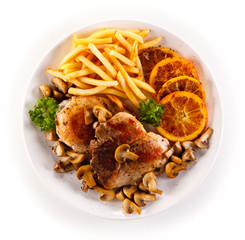 Roast steak with french fries
