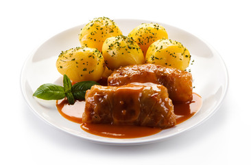 Polish dish gołąbki - minced meat wrapped in cabbage leaves