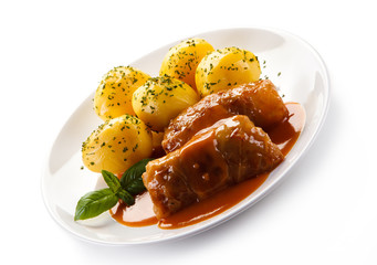 Polish dish gołąbki - minced meat wrapped in cabbage leaves