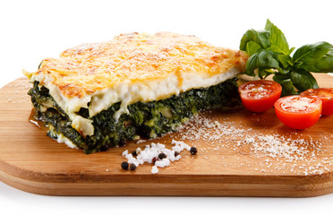 Vegetarian lasagna with spinach