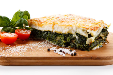 Vegetarian lasagna with spinach