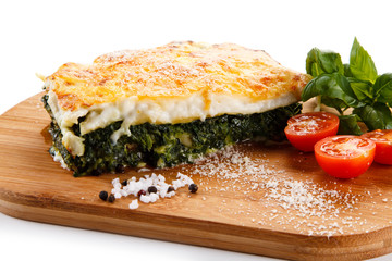 Vegetarian lasagna with spinach