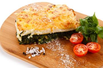 Vegetarian lasagna with spinach