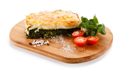 Vegetarian lasagna with spinach