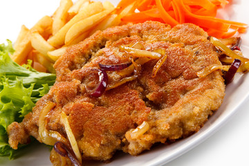 Fried pork chop with french fries