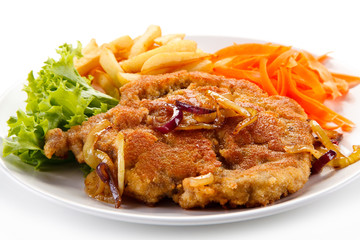 Fried pork chop with french fries