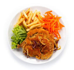 Fried pork chop with french fries