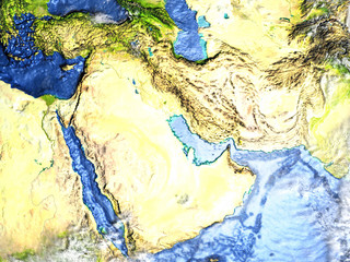 Arab Peninsula on Earth - visible ocean floor