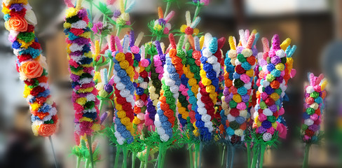 Fototapeta premium colorful Easter palms