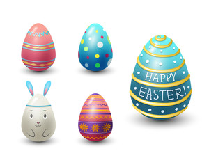 Easter eggs painted with spring pattern vector illustration.