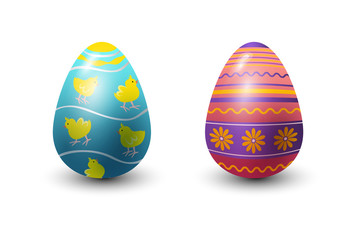 Easter eggs painted with spring pattern vector illustration.