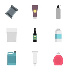 Packaging icons set, flat style
