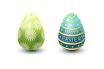 Easter eggs painted with spring pattern vector illustration.