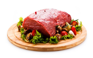 Fresh raw beef on cutting board