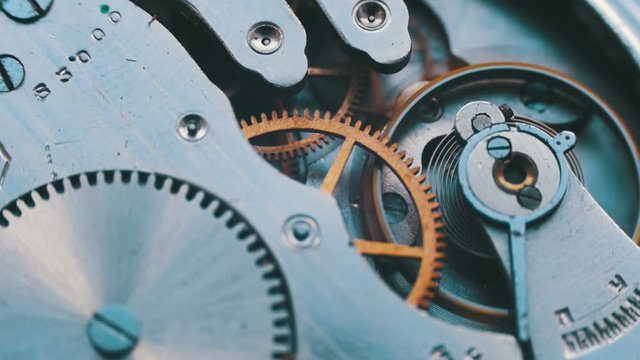 Close up of a internal clock mechanism