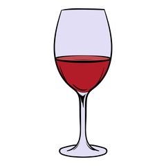 Red wine in glass icon cartoon