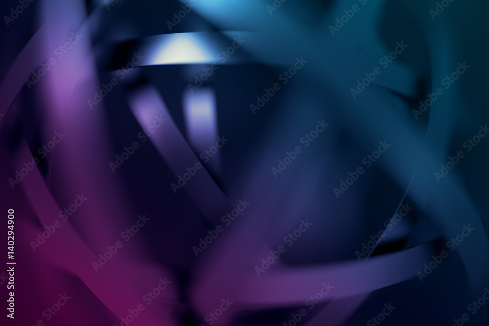 Poster abstract 3d rendering of futuristic background with bokeh, depth of field effect. blurred intersecti
