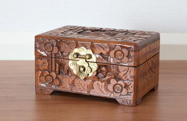 Very old wooden chest with simple lock