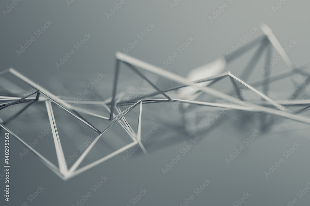 Poster abstract 3d rendering of chaotic plexus surface. contemporary background with futuristic polygonal s