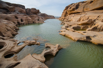 Naklejka premium Mekong river at Sam Pan Bok Ubonratchathani, Thailand. Border of Thailand and Laos