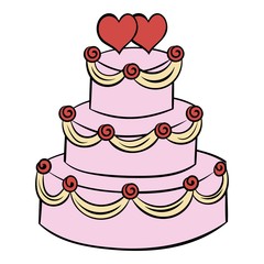 Wedding cake icon cartoon