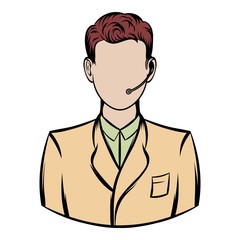 Man with headset icon cartoon