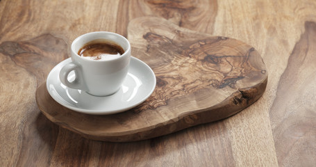 fresh espresso on wood table, 4k photo