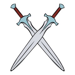 Swords crossed icon cartoon