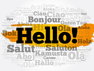Fototapeta premium Hello word cloud in different languages of the world, background concept