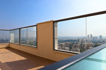  balcony in downtown of modern city